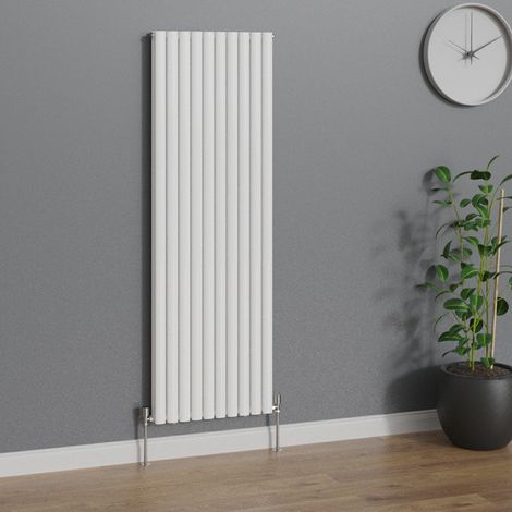 WarmeHaus Vertical Oval Double Panel White Radiator 1800x590mm