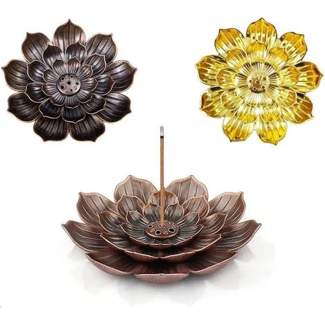 3 Porte-bâtonnets d'encens, lotus, design vintage, décoration intérieure, salon, chambre (1/5)