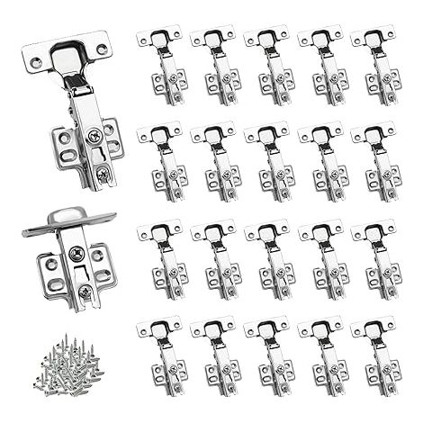 110 Degré Plein Recouvrante Soft Close Charnieres, Charnières avec Amortisseur Hydraulique, pour Armoires de Porte Cuisine Fabriqué(Lot de 20) (1/5)
