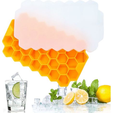 Eiswürfelform – Flexibles Silikon mit Deckel – Für Cocktails, Whisky, Säfte und Speisen – 12 Fächer – 1 Stück (1/5)