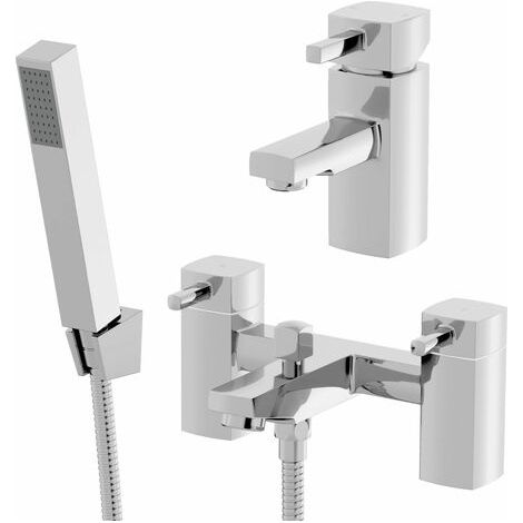 Bath Shower Filler Chrome Spout Hot Basin Sink Lever Mixer Tap Mixer Taps Square