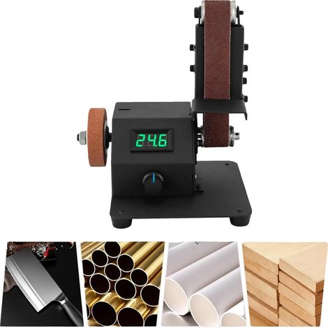 Mini Ponceuse Électrique à Courroie, 350W, Vitesse Réglable 0-8500RPM, Boîtier en Acier Galvanisé, Taille de Courroie Abrasive 30x380mm, Mandrin de Précision 0.6-6mm (1/5)