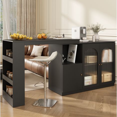 Mueble bar giratorio con puerta de vidrio y almacenaje OKMYHOME (1/5)
