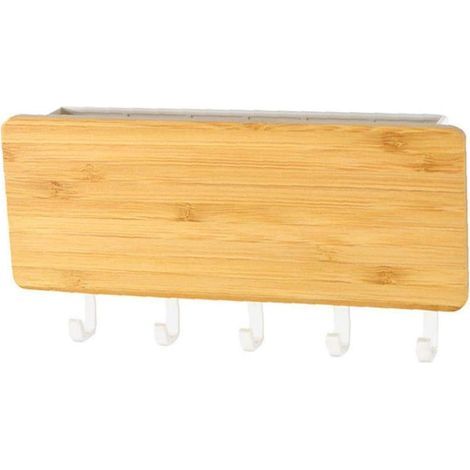 1pc en Bois Support Mural Rayonnages Flottant Organisateur Décoratif Affichage avec Crochets De Suspension pour Mêle Clés Aléatoires- (1/2)