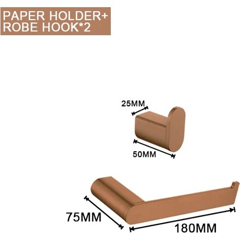 (Ensemble de 2 pièces A) Porte-serviettes/porte-mouchoirs/crochet/porte-peignoir/porte-gobelet/porte-savon/brosse WC/accessoires de salle de bain en or rose brossé (1/5)