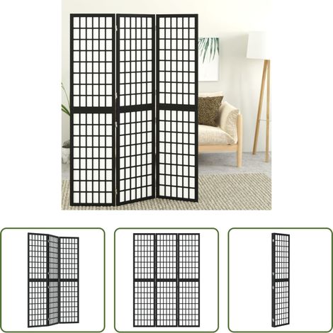 Séparation japonaise - Cloison de séparation pliable 3 panneaux 120x170 cm Noir (1/5)