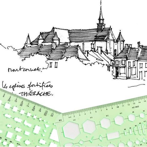 9-teiliges Set Zeichenvorlagen, Messlineale, Kunststoff-Zeichenlineale für Ingenieurwesen, Bauwesen, Studium und Konstruktion (1/5)