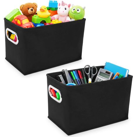 2 faltbare Aufbewahrungsboxen aus Filz für Kleiderschränke, Küchen, Badezimmer, Büros und Regale – Schwarz