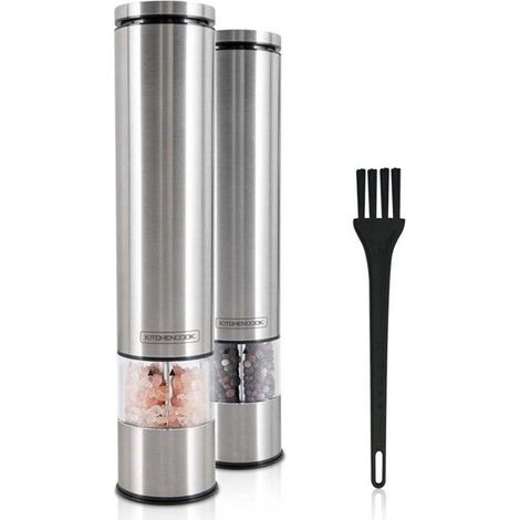 (Inox, ABS, acrylique)Set Moulins à Sel Et Poivre électriques Inox Salt And Pepper De Kitchencook (1/5)
