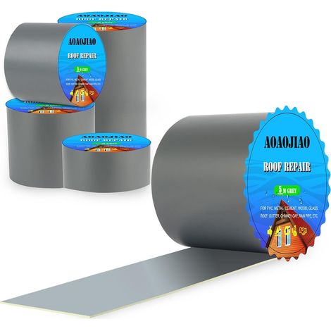 Waterproof Butyl Rubber Tape, Repair Waterproof Sealing Strip, Self Adhesive Heavy Duty Tape for Roof, Gutters, Pipes, (5cm x 5m x 1 Pack) (1/5)