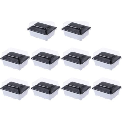 Paquet de 10 Plateaux de Semences Plateau de Germination Plateaux de démarrage Diffuseurs de serres Plant Grooming Set de serre intérieure pour la culture des plantes-Fei Yu (1/5)