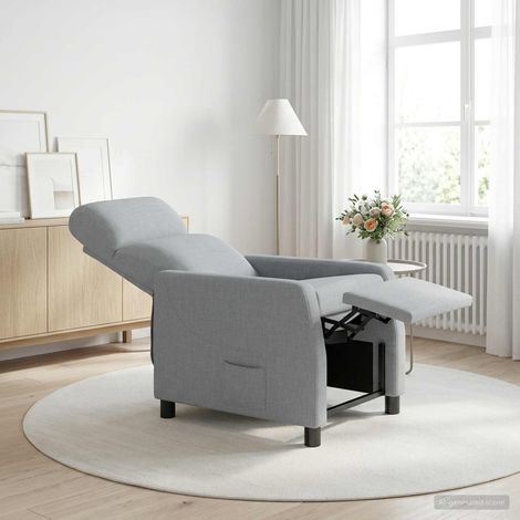 vidaXL Recliner Gris Claro Tela (1/5)