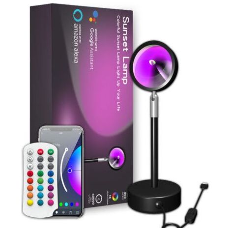 Lumière d'ambiance sur pied RGB avec télécommande APP, projection arc-en-ciel, lumière de coucher de , diffusion en direct, lumière de fond Lampadaire Bluetooth APP (1/4)