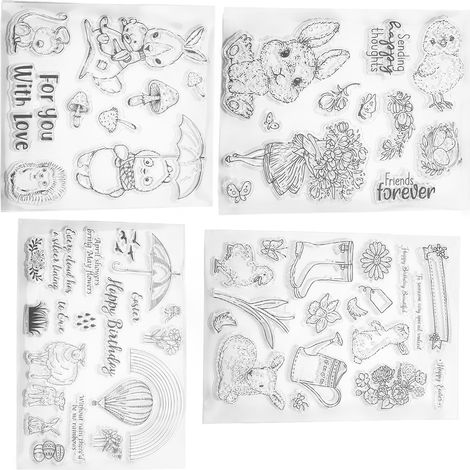 Lot de 4 tampons transparents en papier recyclé, tampons décoratifs transparents pour la création de scrapbooking, carnets et albums, cadeaux faits main (1/5)