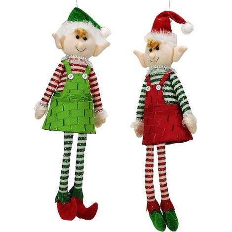 Elfo giullare puntale rosso verde per Albero di Natale H25 Decorazioni natalizie - colorigenerali: ROSSO (1/4)