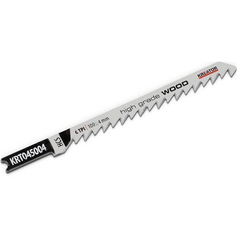 Hojas de sierra de calar HCS para madera - corte recto, 2 hojas de 100 mm, 6 tpi (4 mm) 'U', corte rápido KREATOR