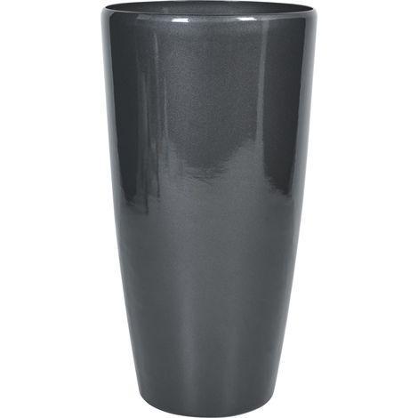 Maceta para plantas de interior y exterior tiesto alto y redondo 40 cm negro Tseria (1/5)