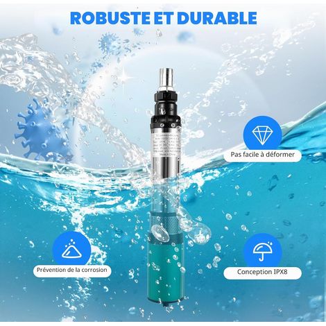 Pompe Immergée pour Puits Profond, 24V, 320W, Hauteur 25m, Pompe de Puits Submersible, IPX8, Câble 16m, pour Irrigation Agricole et Usage Domestique (1/5)