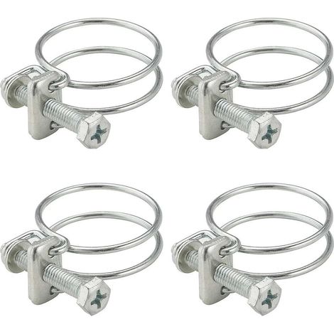 4x Collier de serrage double fil en métal zingué Gaine Tuyau Câble Tube Fixation Electroménager Ventilation Serre-joints, 24 - 28mm