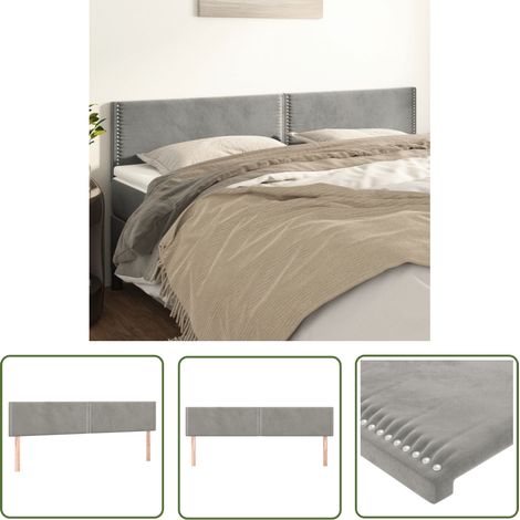 The Living Store Têtes de lit 2 pcs Gris clair 100x5x78/88 cm Velours - Tête De Lit - Têtes De Lit - Tête De Lit Rembourrée - Meuble De Chambre - Literie (1/5)