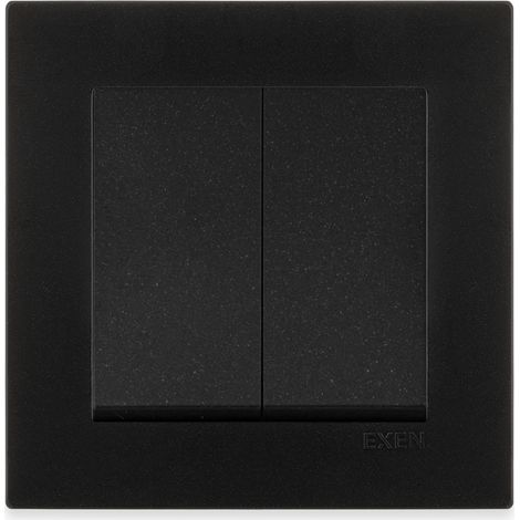 Interrupteur va et vient double noir metallisé 10A 250V avec cadre simple Série Karell EXEN (1/4)