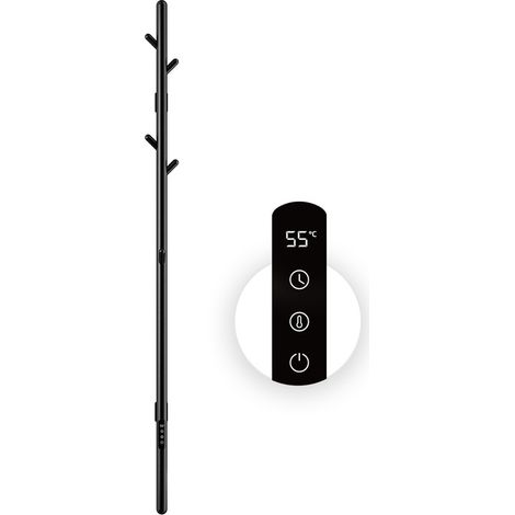 Toallero Eléctrico,Radiador de baño termostático inteligente,Toallero electrico baño negro,1530x32 mm,Secador de toallas eléctrico tipo poste con 5 ganchos,Tendedero eléctrico de pared para ropa (1/5)