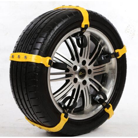 10pcs Car Snow Socks 185-225mm Yellow Snow Chains Adjustable Non-Slip Emergency Traction Cable Car Tire Chain Universal Fit for Cars SUVs Trucks (1/5)