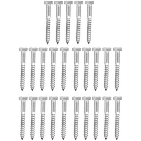 CSPARKV 25 PCS Vis Tire-fond Hexagonales M650MM 304 Boulons Tire-fond en Acier Inoxydable Vis Autotaraudeuse en Bois pour Poteau en Bois Câble Garde-corps Pont Balustre (1/4)