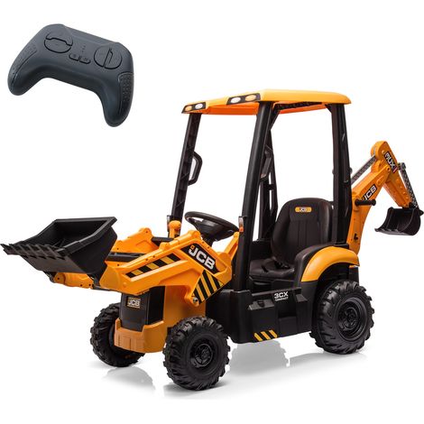 Excavatrice Electrique pour Enfants, Tractopelle à Batterie 12V pour Enfants ,avec Pelle, Parfait pour Enfants de 3 à 8 Ans, Jaune (1/5)