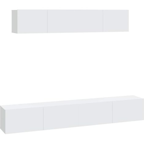 Maison Exclusive - Set di Mobili Porta TV 4 pz Bianco in Legno Multistrato (1/5)