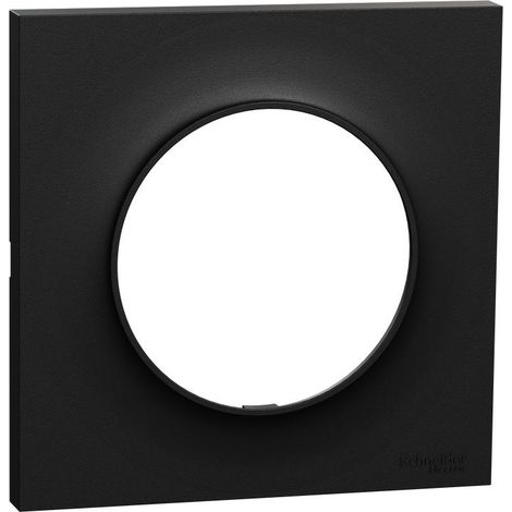 Plaque Schneider Odace Noir RAL 9005 mat – 1 poste – H85mm x L85mm x P10mm – IK04 IP21D – Régulation par crans
