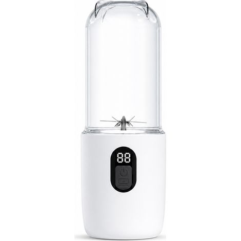 Blender portable rechargeable USB-C, 16 lames, écran numérique, batterie 1500 mAh, blanc (1/5)