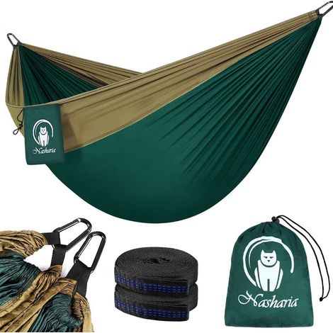 Hamac de camping pour 2 personnes, charge maximale 275 x 140 cm, matériau en nylon parachute, ultra léger, respirant, voyage extérieur jardin plage