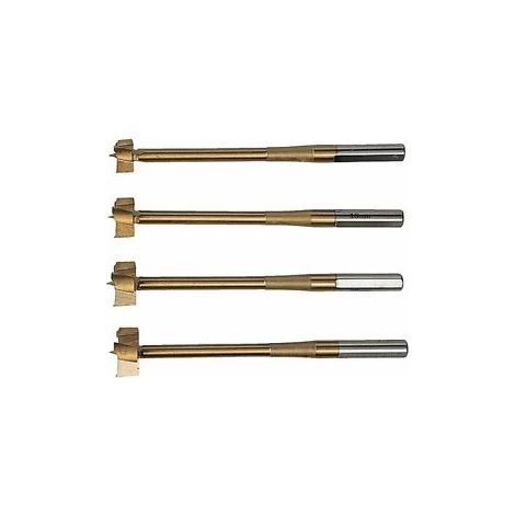 Frese Forstner/Punte svasatrici per legno rivestite in titanio set 4 pezzi in contenitore