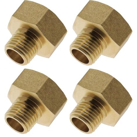 4pcs 1/2 Inch Female to 1/4 Inch Male BSP Thread Hose Conversion Adapters Brass Hex Socket Pipe Connector for Air Water Gas Oil (1/5)