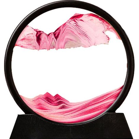 Tableau de sable mouvant 19 x 18 cm, décoration artistique avec effet sablier, œuvre moderne pour bureau et table, rose (1/5)