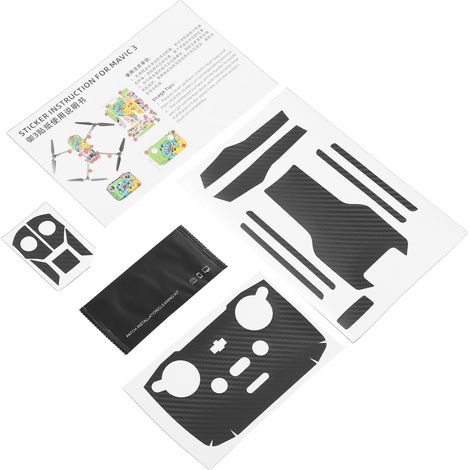Autocollant décoratif en PVC imperméable et résistant aux rayures pour drone DJI Mavic 3, effet fibre de carbone noir. (1/5)