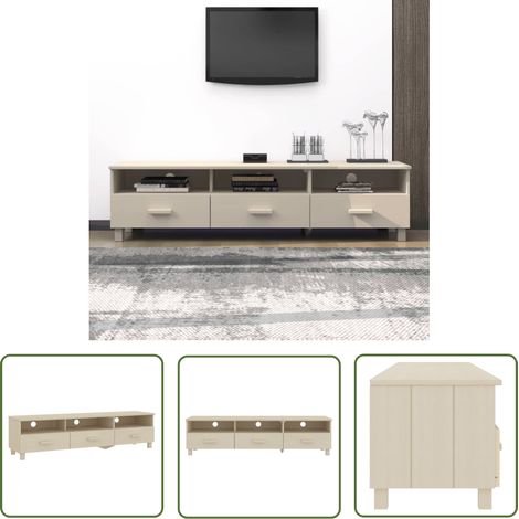 The Living Store Meuble TV HAMAR Marron miel 158x40x40 cm Bois massif de pin - Meuble Tv - Meuble Téléviseur - Meuble Audiovisuel - Rangement Tv - Console Tv (1/5)