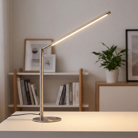 Lampada da tavolo a LED, lampada da scrivania, lampada da studio, dimmerabile, metallo argento, H 40 cm (1/5)