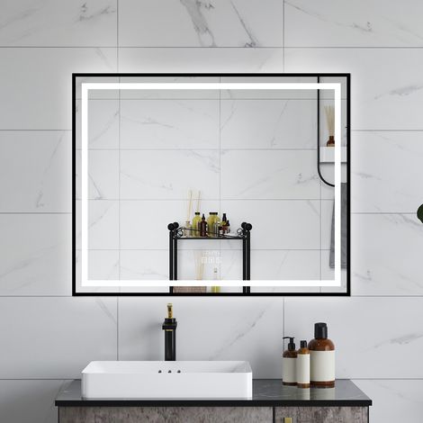 Ducha CasaEspejo de Baño LED Inteligente con Bluetooth y Reloj, Luz 3 Temperaturas Ajustable, Antivaho Incorporado, Función de Memoria, Control Táctil,100×80cm (1/5)