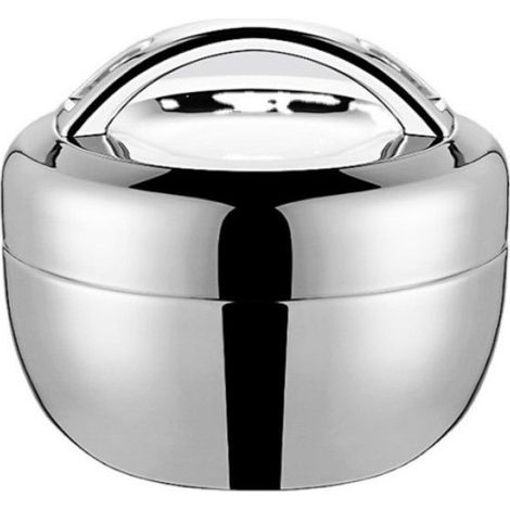 Boîte à lunch isotherme en acier inoxydable à 2 compartiments avec poignée, 800 ml, couleur argent, 1 pièce, idéale pour les enfants, l'école et le bureau.