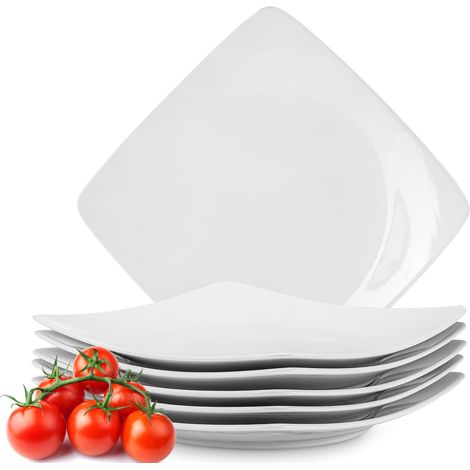 KONSIMO Dessertteller EPIRI 6-tlg. Weiß Keramik Asian 21x21cm