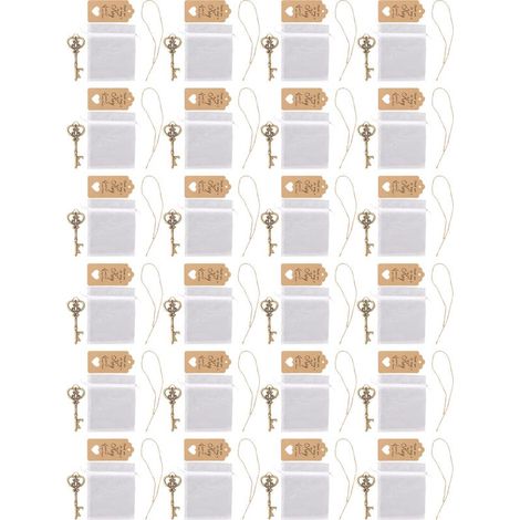 24-teiliges DIY-Flaschenöffner-Schlüsselanhänger-Set in Vintage-Bronze-Optik mit Tasche und Dankesanhänger für Hochzeits- und Partygeschenke (1/5)