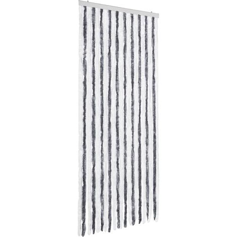 vidaXL Cortina mosquitera gris y blanco chenilla 90x220 cm (1/2)
