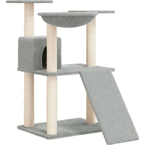 Tiragraffi per gatti Mobili per arrampicata su torre Tiragraffi piattaforma da arrampicata con tiragraffi in sisal leggero 83 cm grigio 020022621