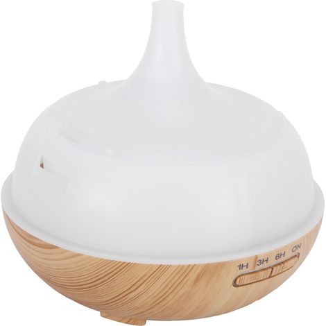 Diffuseur d'huiles essentielles 400ml en bois clair avec veilleuse LED et humidificateur d'air - 100‑240V prise EU