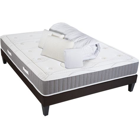 OLYMPE LITERIE Pack Prêt à dormir INTUITION 180x200 cm Matelas Mémoire de forme + Sommier Bois + Accessoires (1/5)