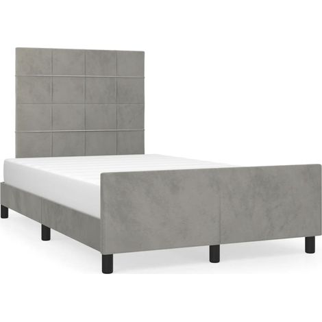 Lit adulte pour 2 personnes, Structure de lit, Assemblage Facile, avec tĂŞte de lit Gris clair 120x200 cm OIB7807E (1/5)
