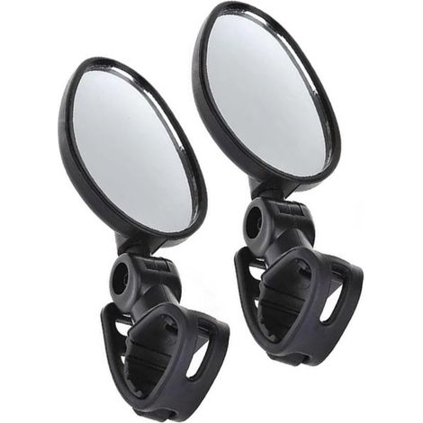 Rétroviseurs de vélo - 7 x 5 cm - Noir - Matériaux : caoutchouc, ABS et verre - Rétroviseur de sécurité réglable - Utilisation gauche/droite - Lot de 2 (1/5)