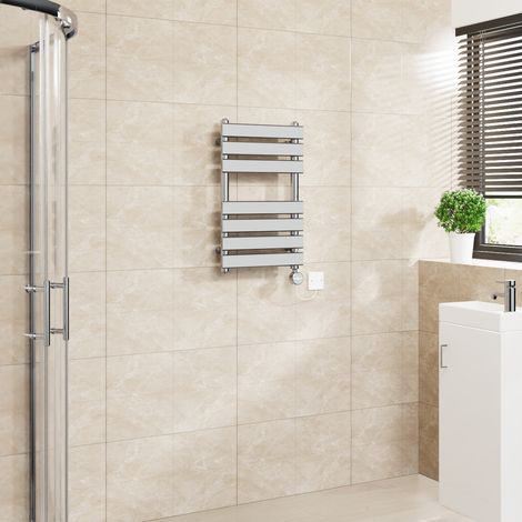 Flat Electric Towel Rail Touch Screen Timer Chrome 650x400mm (1/5)